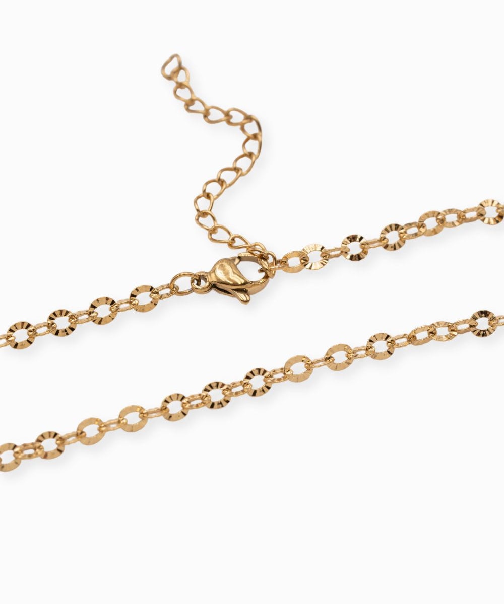 Collier en maille forçat strié 4x3 mm - Longueur 40cm