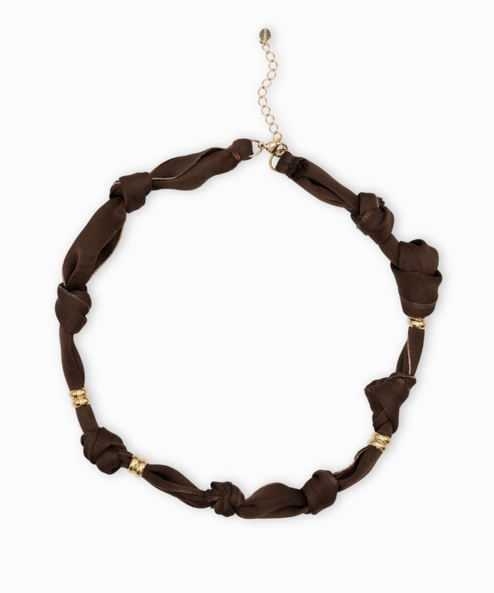 Collier tissu noué intercalaire - Longueur 40cm
