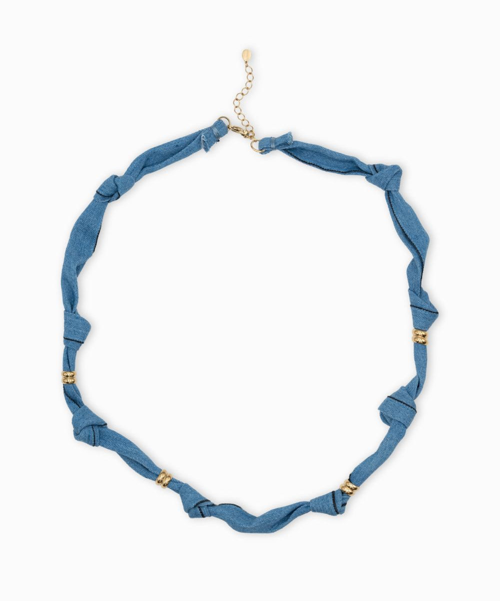 Collier tissu noué intercalaire - Longueur 40cm