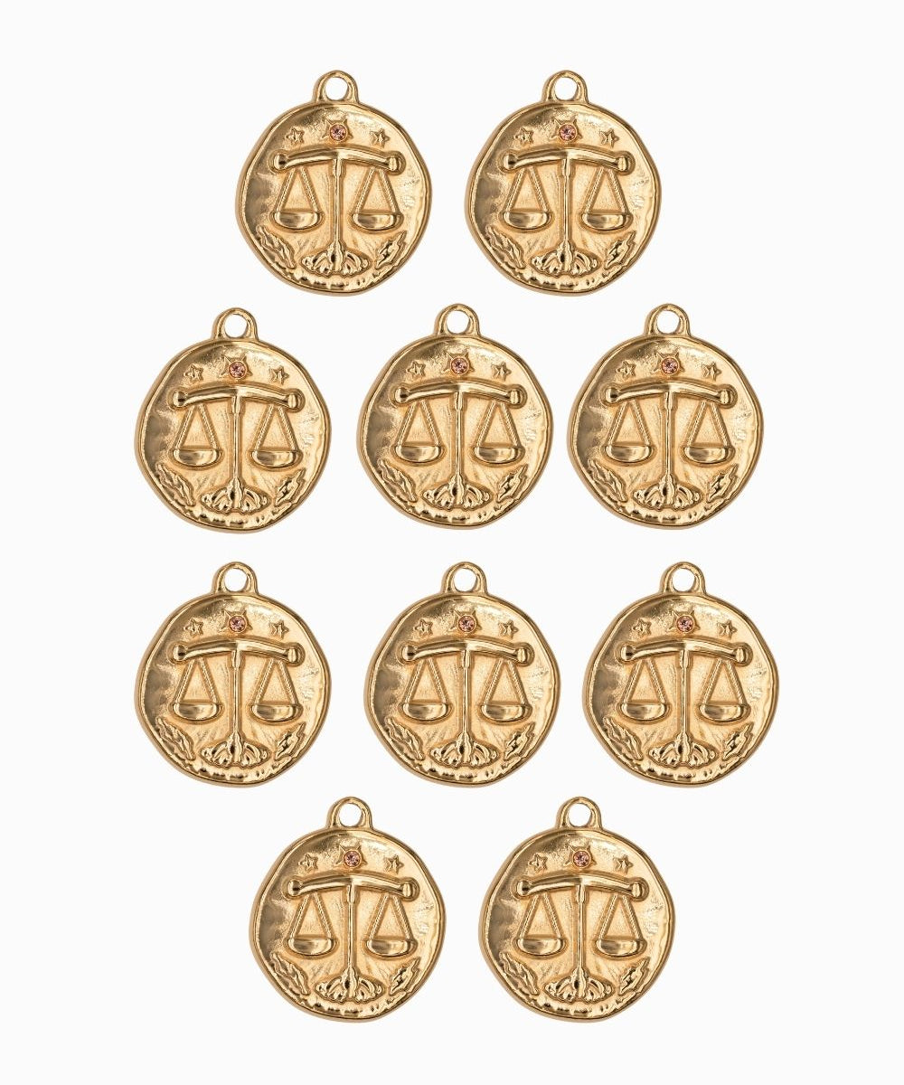 Pendentif médaille signe astro 17mm - Doré