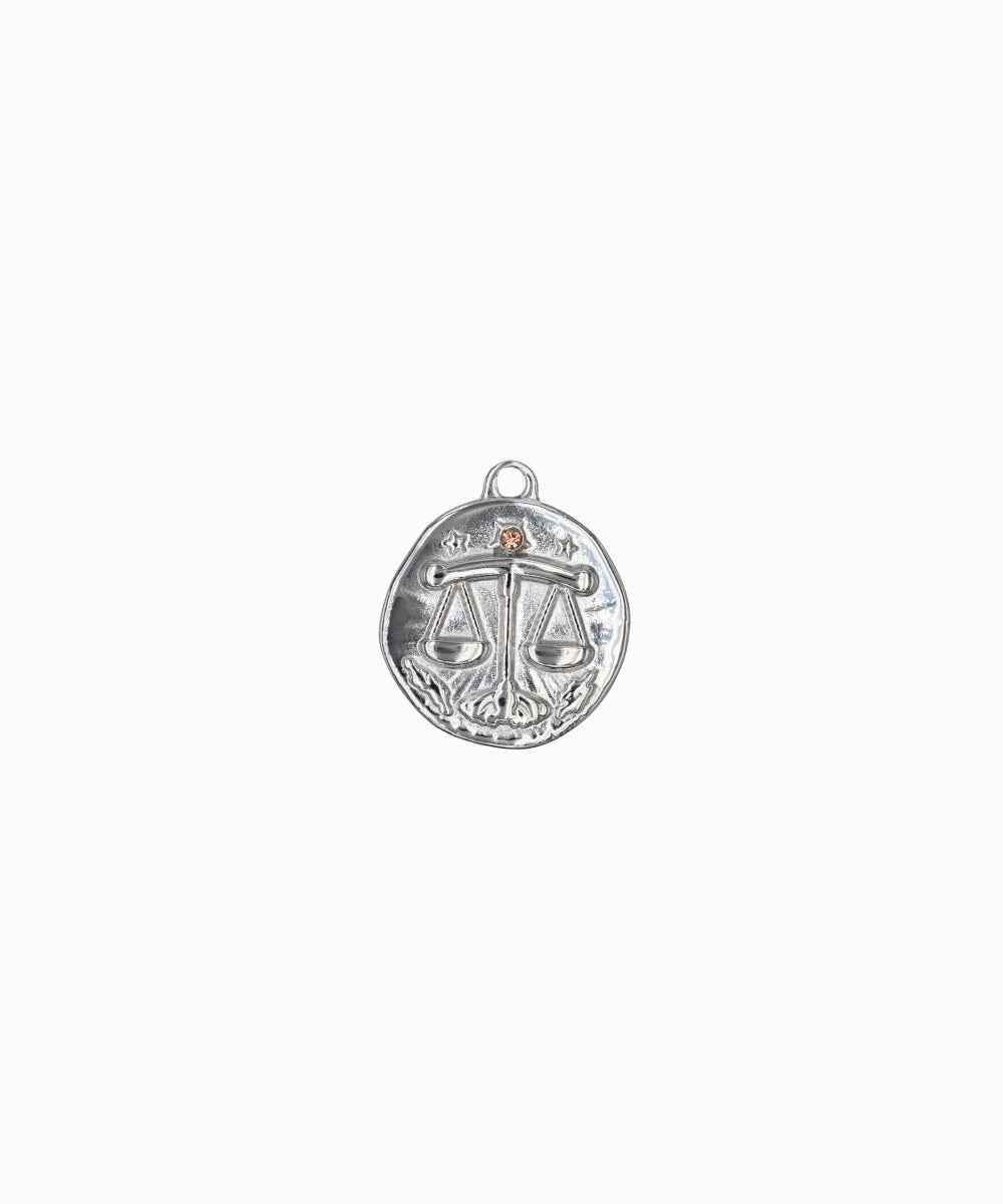 Pendentif médaille signe astro 17mm - Rhodié
