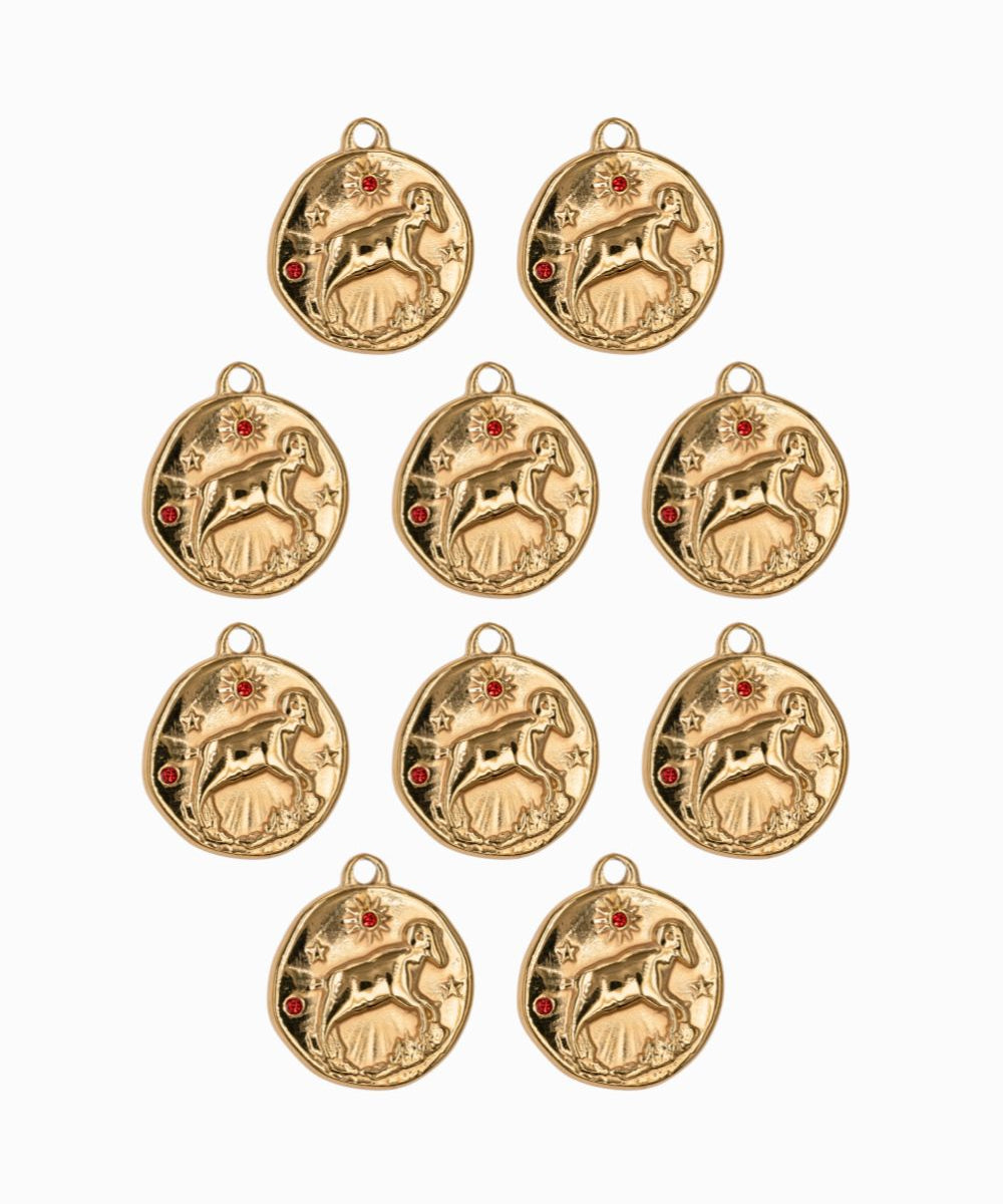 Pendentif médaille signe astro 17mm - Doré