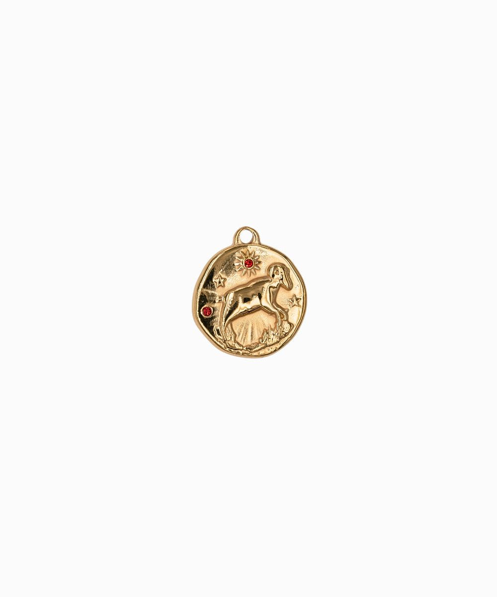 Pendentif médaille signe astro 17mm - Doré