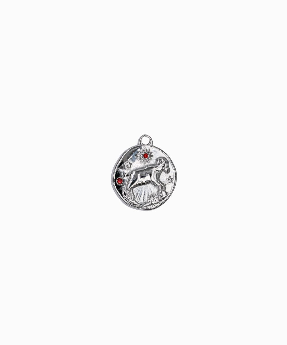 Pendentif médaille signe astro 17mm - Rhodié