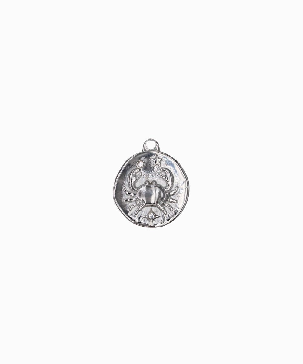 Pendentif médaille signe astro 17mm - Rhodié