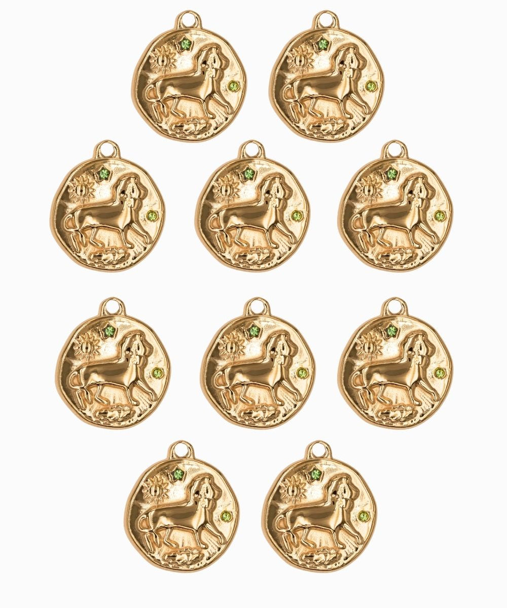 Pendentif médaille signe astro 17mm - Doré