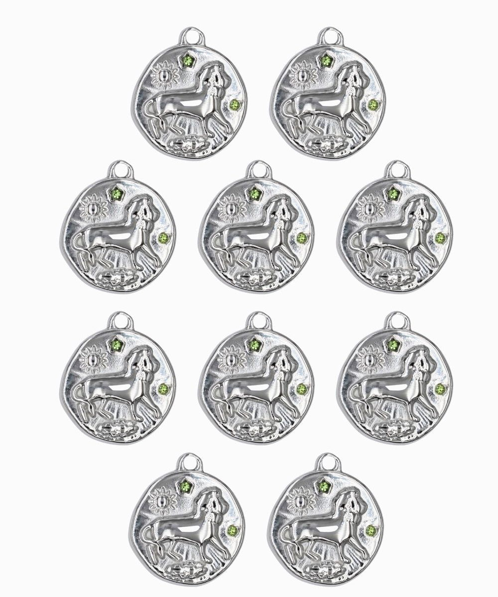 Pendentif médaille signe astro 17mm - Rhodié