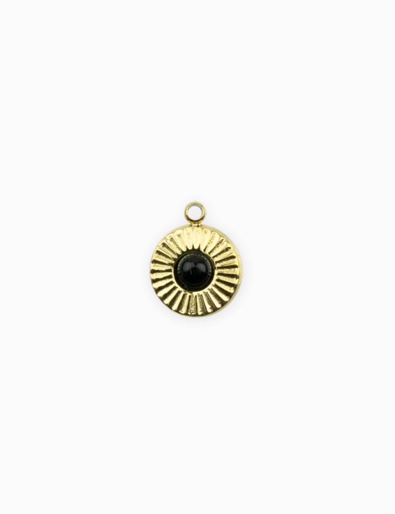 Pendentif médaille Onyx noir inox doré Lot de la perlerie 22