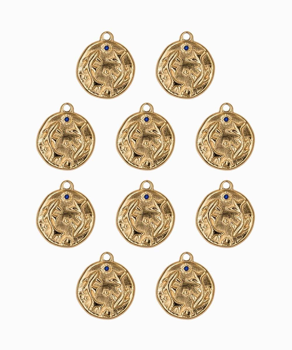 Pendentif médaille signe astro 17mm - Doré