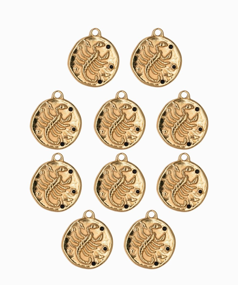 Pendentif médaille signe astro 17mm - Doré