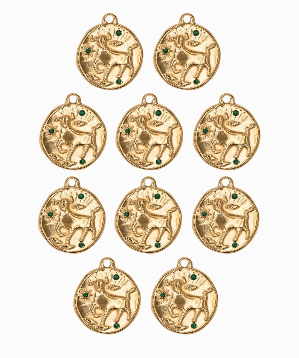 Pendentif médaille signe astro 17mm - Doré