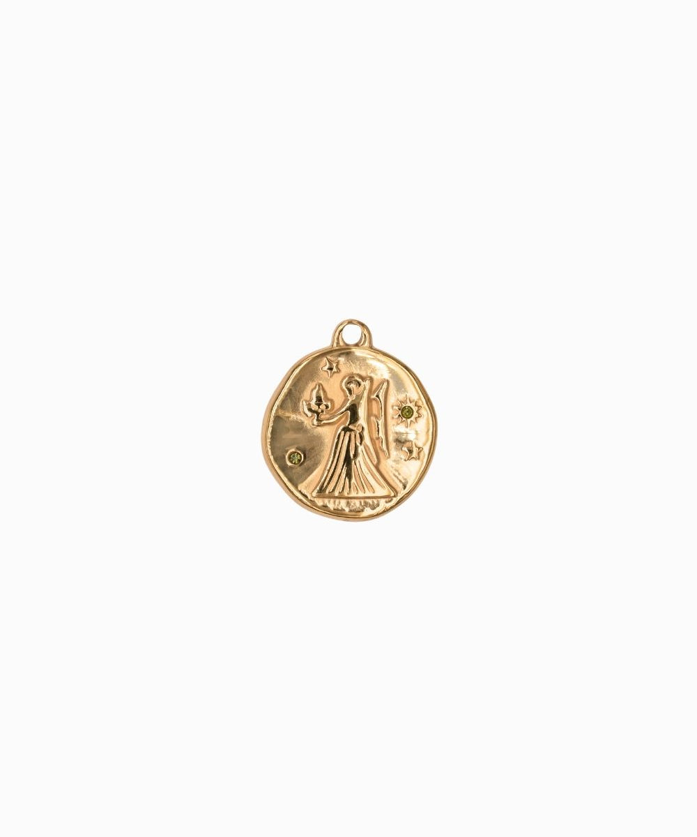 Pendentif médaille signe astro 17mm - Doré