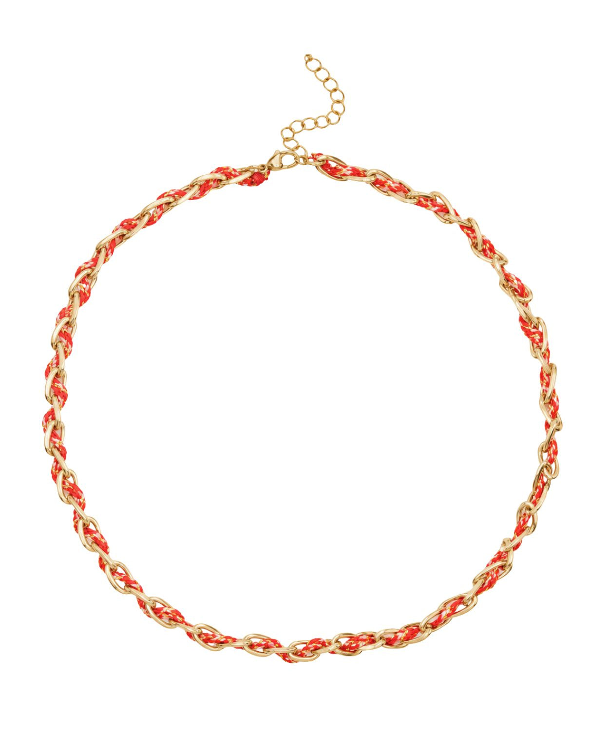 Collier ovale fil polyester et coton torsadé - L46 cm