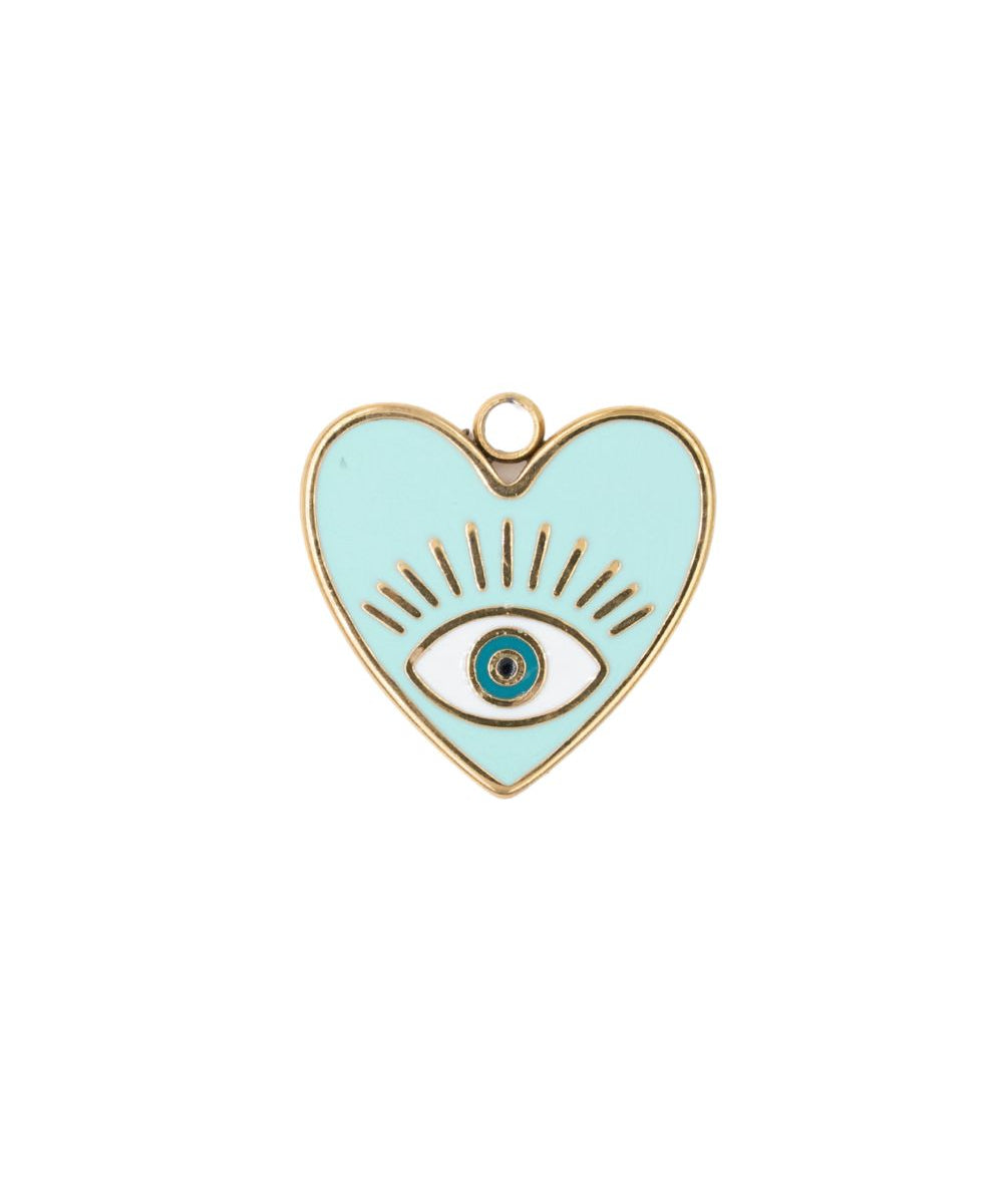 Pendentifs coeur oeil résine époxy 22x10mm