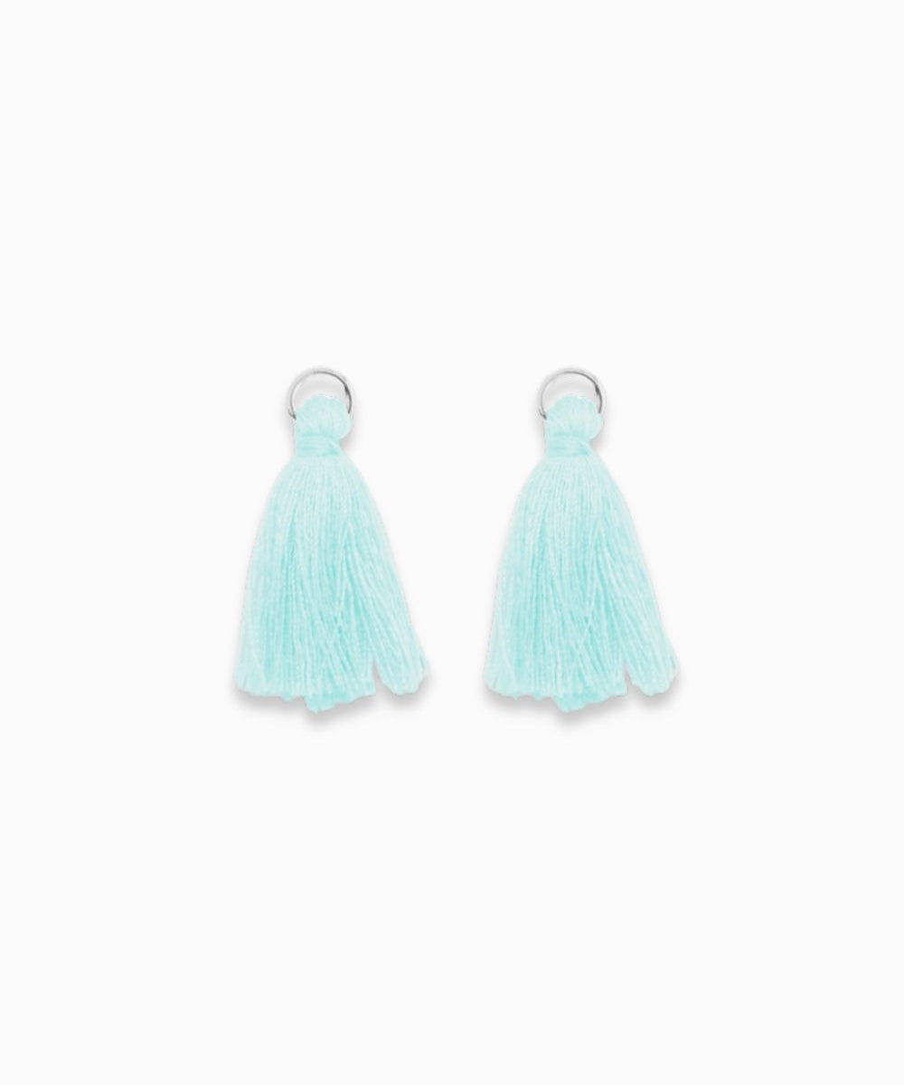 Pompons en coton & argenté 25mm - Bleu