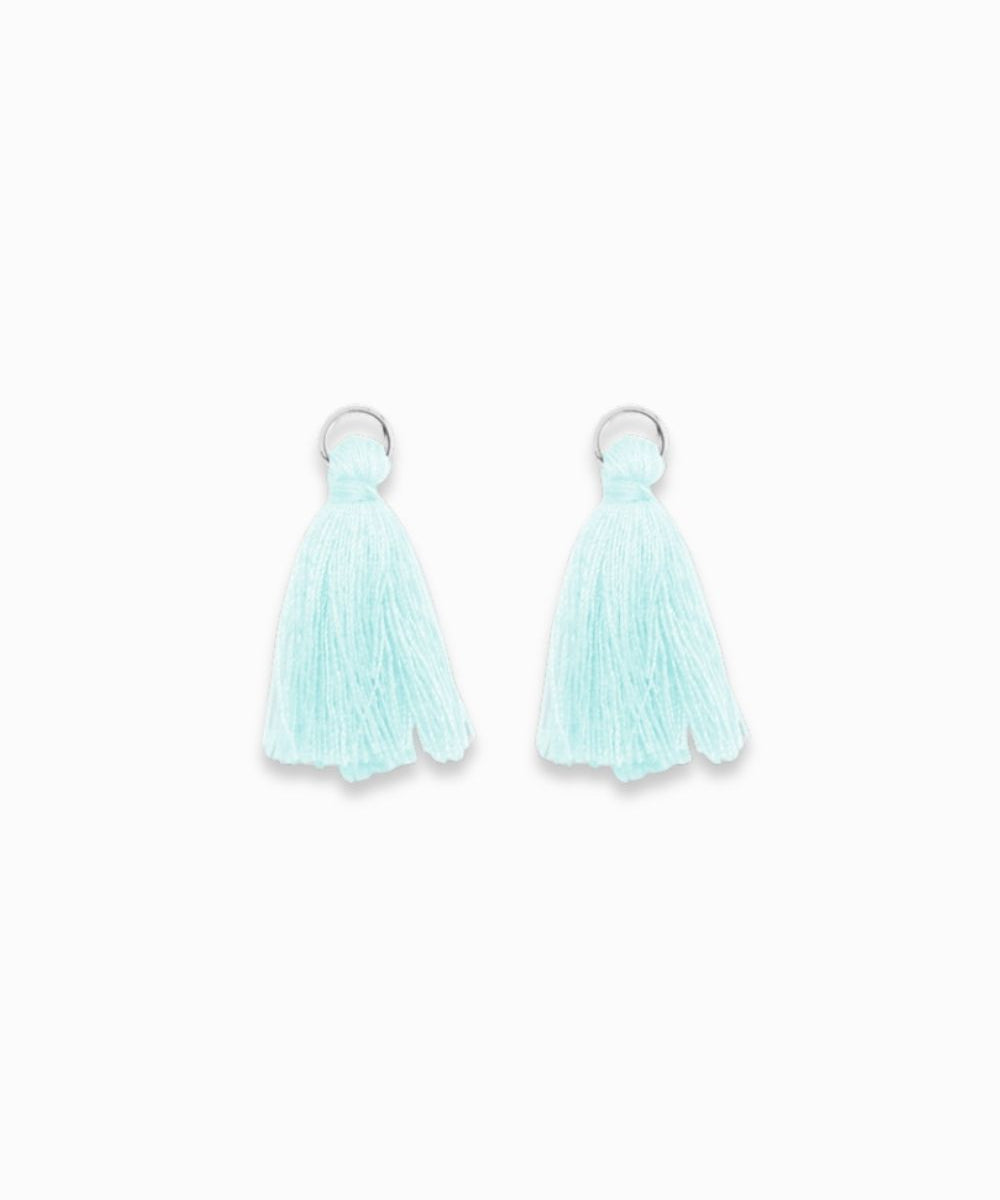 Pompons en coton & argenté 25mm - Bleu