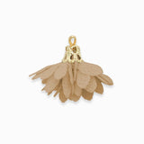 Pompons fleurs en tissu 18mm - Beige