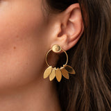 Clous d'oreilles feuilles cercle 8x10mm