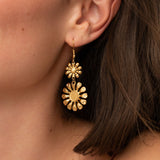 Crochet d'oreille tournesol 8mm