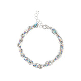 Bracelet ovale fil polyester et coton torsadé argenté - L16 cm