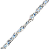 Bracelet ovale fil polyester et coton torsadé argenté - L16 cm
