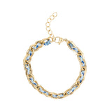 Bracelet ovale fil polyester et coton torsadé doré - L16 cm