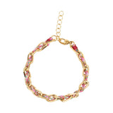 Bracelet ovale fil polyester et coton torsadé doré - L16 cm