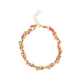 Bracelet ovale fil polyester et coton torsadé doré - L16 cm