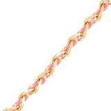 Bracelet ovale fil polyester et coton torsadé doré - L16 cm