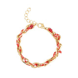 Bracelet ovale fil polyester et coton torsadé doré - L16 cm
