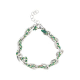 Bracelet ovale fil polyester et coton torsadé argenté - L16 cm