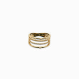 Bague 4 rangs strass dorée T50