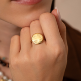 Bague disque martelée 14.50mm