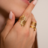 Bague feuille d'olivier 29x21mm