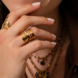 Bague multi-rangs large plateau 8mm