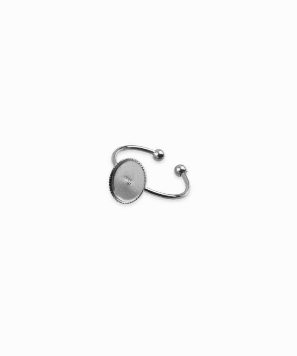 Bague plateau à rebord dentelé 10x8mm