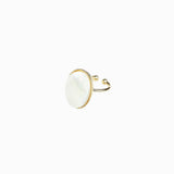 Bague plateau à rebord dentelé dorée 18x13mm