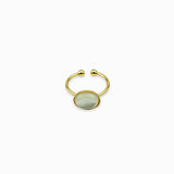Bague plateau horizontale ovale dorée 10x8mm