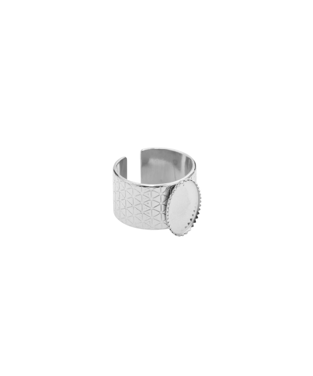 Bague plateau ovale dentelé 10x14mm