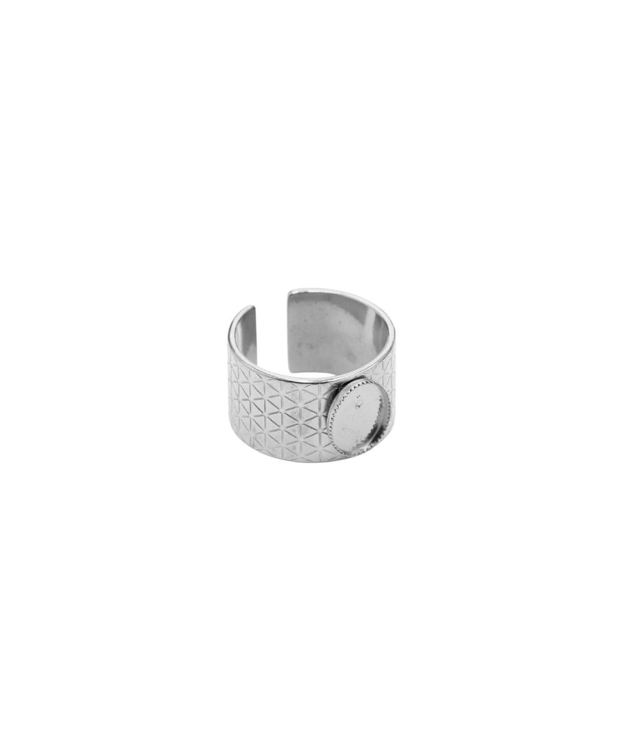 Bague plateau ovale dentelé 8x10mm