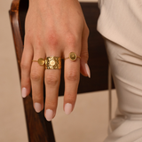 Bague martelée à plateau 10x8mm