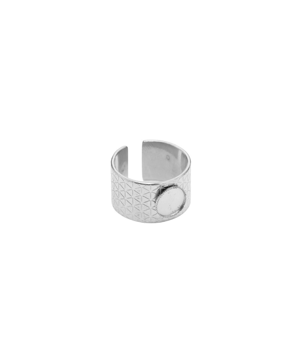 Bague plateau rond dentelé 8mm