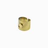 Bague striures plateau dorée 6mm