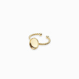 Bague torsadée plateau dentelé dorée 10x8mm