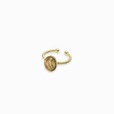 Bague torsadée plateau dentelé dorée 10x8mm
