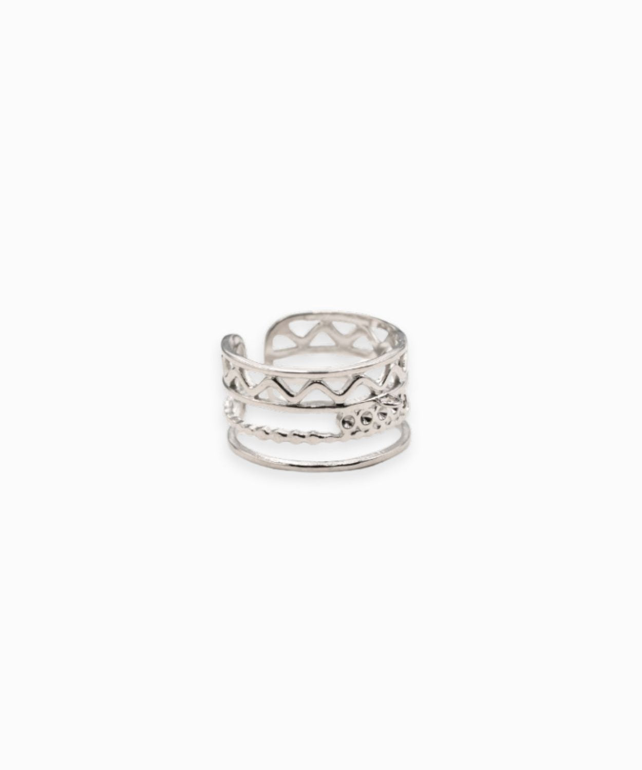 Bague zig-zag multi-rangs avec anneau 13.50x19mm