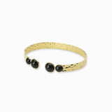 Bracelet jonc martelé plateaux dentelés 6mm et 8mm