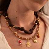 Collier ovale fil polyester et coton torsadé - Longueur 46 cm