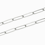 Chaîne maille trombone strié 12x4mm acier inoxydable rhodié x1m