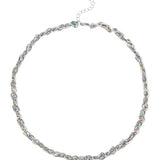 Collier ovale fil polyester et coton torsadé rhodié - L46 cm